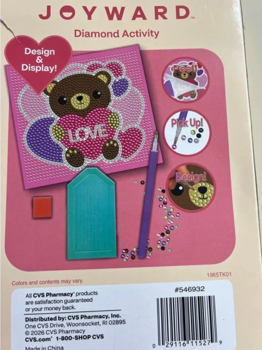 Kids Diamond Activity Kit - Pink Bear Love Design